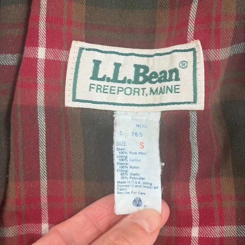 Vintage LL BEAN Bomber Jacket in Military Green 100% Wool Full Zip Men Small USA - Picture 2 of 8